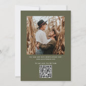 Dusky Olive Green Wedding | Minimalistische foto e Kaart (Achterkant)