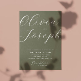 Dusky Olive Green Wedding | Minimalistische foto e Kaart