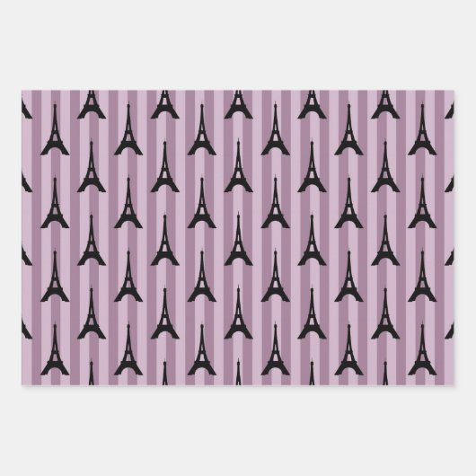 Dusky Paars en Black Paris Inpakpapier Vel (Voorkant 3)