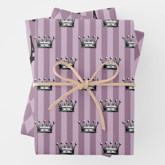 Dusky Paars en Black Paris Inpakpapier Vel (In situ)