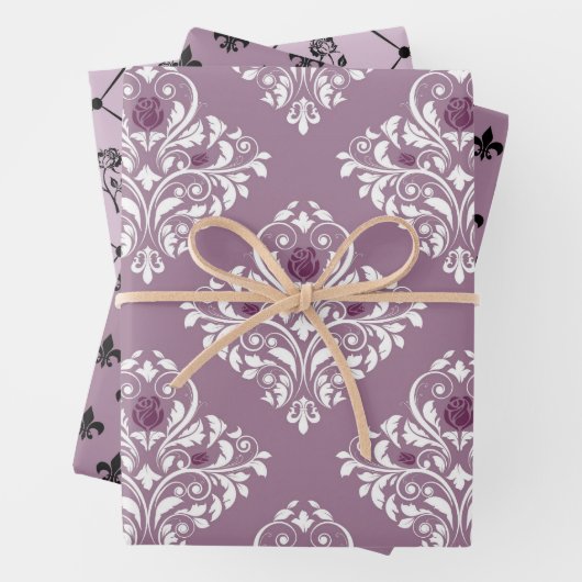 Dusky Paars en Black Paris Inpakpapier Vel (In situ)