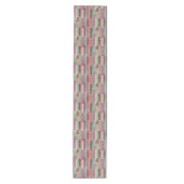 Dusky Paars en Roze Damask en Stripes Medium Tafelloper (Voorkant)