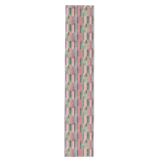 Dusky Paars en Roze Damask en Stripes Medium Tafelloper (Voorkant)