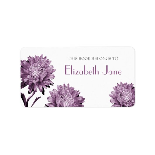 Dusky Paarse Aster Bookplate Labels (Voorkant)