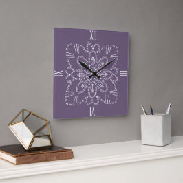 Dusky Paarse Crochet Chart Square Wall Clock Vierkante Klok