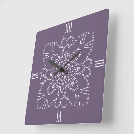 Dusky Paarse Crochet Chart Square Wall Clock Vierkante Klok (Hoek)