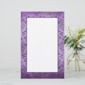 Dusky Paarse Damask Style Stationery Briefpapier (Staand voorkant)