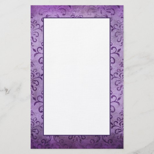 Dusky Paarse Damask Style Stationery Briefpapier (Voorkant)