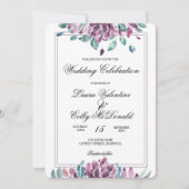 Dusky Paarse Floral Fall Wedding Uitnodiging (Voorkant)