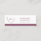 Dusky Paarse monogram krans Mini Visitekaartje (Voorkant)