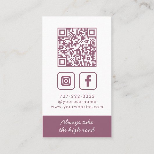 Dusky Paarse monogram krans verticaal Visitekaartje (Achterkant)