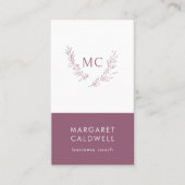 Dusky Paarse monogram krans verticaal Visitekaartje (Voorkant)