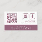 Dusky Paarse monogram krans Visitekaartje (Achterkant)