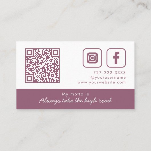 Dusky Paarse monogram krans Visitekaartje (Achterkant)