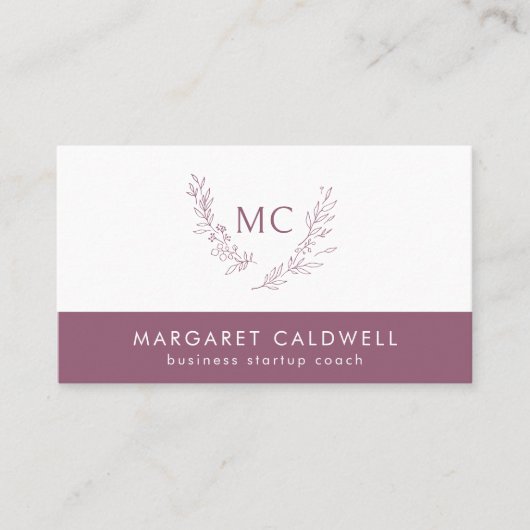 Dusky Paarse monogram krans Visitekaartje (Voorkant)