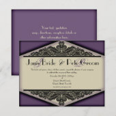 Dusky Paarse -monogrammed, bruiloft invitati Kaart (Voorkant / Achterkant)