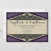 Dusky Paarse -monogrammed, bruiloft invitati Kaart (Voorkant)