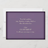 Dusky Paarse -monogrammed, bruiloft invitati Kaart (Achterkant)