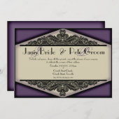 Dusky Paarse -monogrammed, bruiloft invitati Kaart (Voorkant / Achterkant)