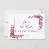 Dusky Paarse Petals Floral sla de datumkaart op Save The Date (Voorkant)