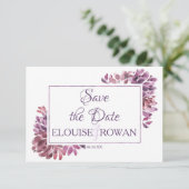 Dusky Paarse Petals Floral sla de datumkaart op Save The Date (Staand voorkant)