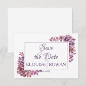 Dusky Paarse Petals Floral sla de datumkaart op Save The Date (Voorkant / Achterkant)