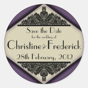 Dusky Paarse Vintage, rond save the date sticker