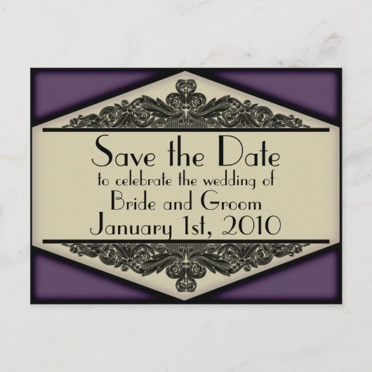 Dusky Paarse Vintage, save the date briefkaart (Voorkant)