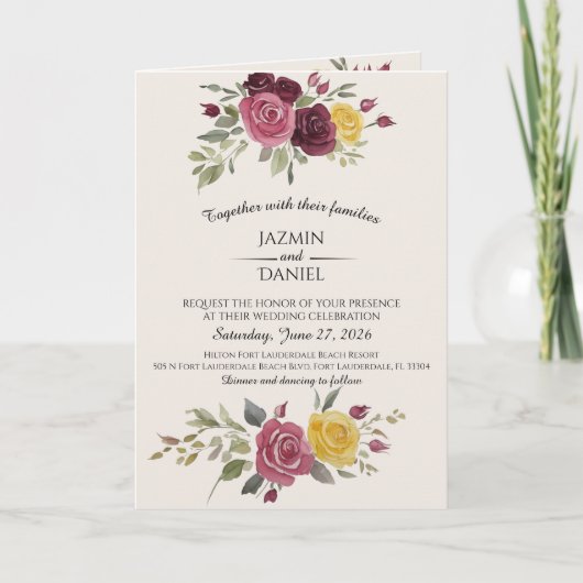 Dusky Pastel Watercolor Roses Cream (Voorkant)