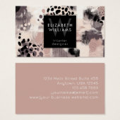 Dusky Pink Black Abstract Monogram Business Cards Visitekaartje (Voorkant /achterkant)