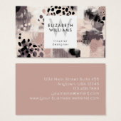 Dusky Pink Black Abstract Monogram Business Cards Visitekaartje (Voorkant /achterkant)