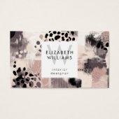 Dusky Pink Black Abstract Monogram Business Cards Visitekaartje (Voorkant)