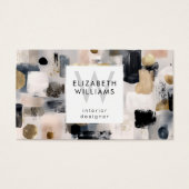 Dusky Pink Black Gold Monogram Business Cards Visitekaartje (Voorkant)