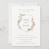 Dusky Pink Blush Wildflower Crest Paar Douche Kaart (Voorkant)