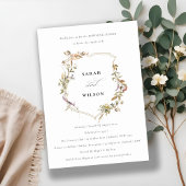 Dusky Pink Blush Wildflower Crest repetitie diner Kaart