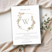 Dusky Pink Blush Wildflower Crest Vrijgezellenfees Bedankkaart