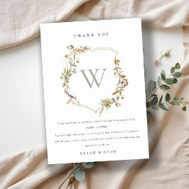 Dusky Pink Blush Wildflower Crest Vrijgezellenfees Bedankkaart