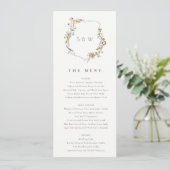 Dusky Pink Blush Wildflower Crest Wedding Menu Kaart (Staand voorkant)