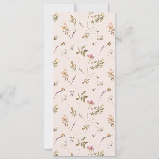 Dusky Pink Blush Wildflower Crest Wedding Menu Kaart (Achterkant)