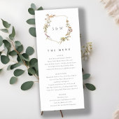 Dusky Pink Blush Wildflower Crest Wedding Menu Kaart