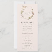 Dusky Pink Blush Wildflower Crest Wedding Program Kaart (Achterkant)