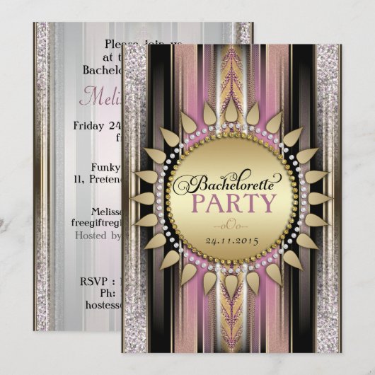 Dusky Pink Bohemian Bachelorette Party Kaart (Voorkant / Achterkant)