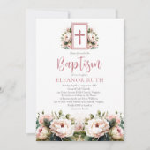 Dusky Pink Botanical Blooms Girl Floral Baptisme Kaart (Voorkant)