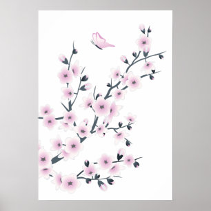 Dusky Pink Cherry Blossom Poster
