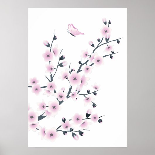 Dusky Pink Cherry Blossom Poster (Voorkant)