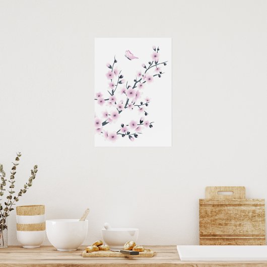 Dusky Pink Cherry Blossom Poster (Keuken)