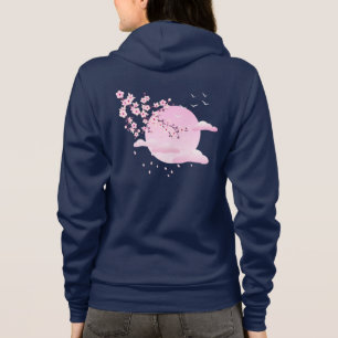 Dusky Pink Cherry Blossom White Moon Hoodie