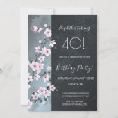 Dusky Pink Cherry Blossoms Custom Birthday Kaart (Voorkant)