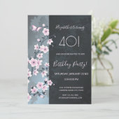 Dusky Pink Cherry Blossoms Custom Birthday Kaart (Staand voorkant)