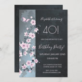 Dusky Pink Cherry Blossoms Custom Birthday Kaart (Voorkant / Achterkant)